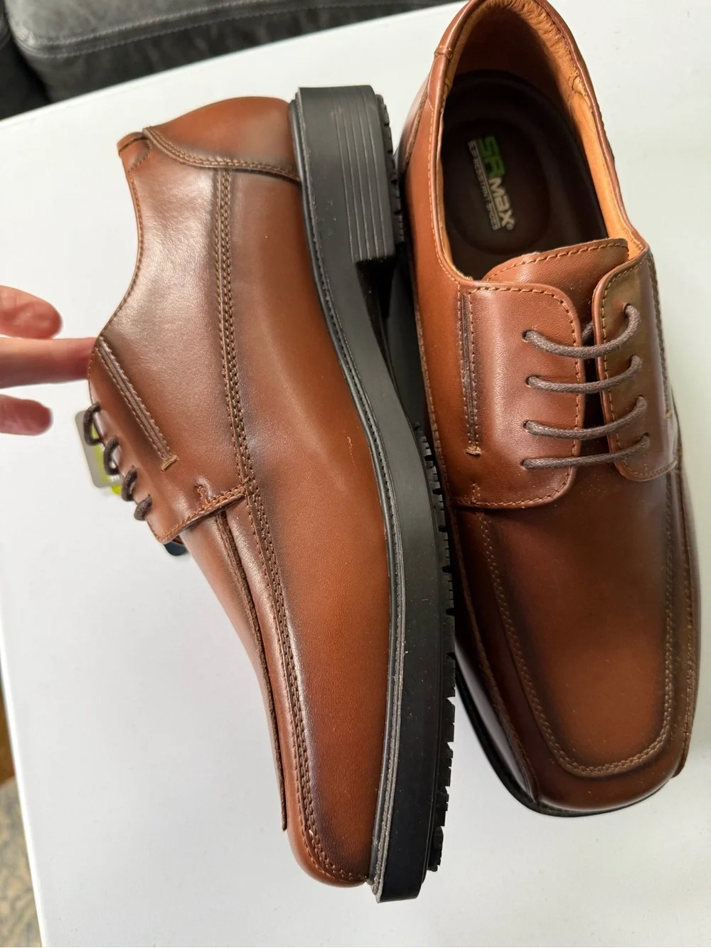 SR Max Men's Brown Leather Derby Shoes — Classic Comfort NWT